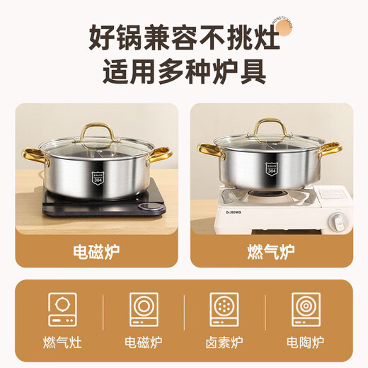YIYIPAI2025 New Yuanyang Pot Hot Pot Pot Household Induction Cooker Special Shabu Shabu Large Capacity Stainless Steel Hot Pot Basin Soup Pot 304 Upgraded Fish Scale Pattern Yuanyang Pot 30cm
