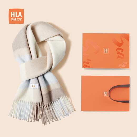 Heilan House women's scarf pure wool fashion warm autumn and winter atmosphere cold protection gift box warm sand brown 164*30cm