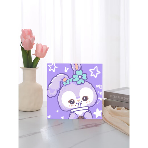 幸书diy数字油画填色儿童手工绘可爱动漫油彩画填充小尺寸解压装饰画 数字油画E2575 20*20厘米 x 实木内框+颜料画笔+参考图