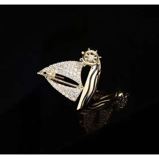 BMOI Old Phoenix 999 Sterling Silver Versatile Temperament Sailing Brooch Design Smooth Sailing Suit Pin Sailing-Gold