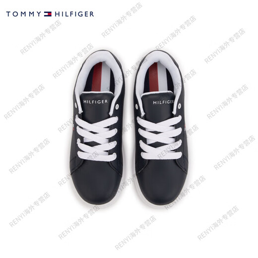 汤米希尔费格（Tommy Hilfiger）童装男字母潮流经典复古休闲鞋百搭运动鞋板鞋TH官方旗舰正品 海军蓝695 35