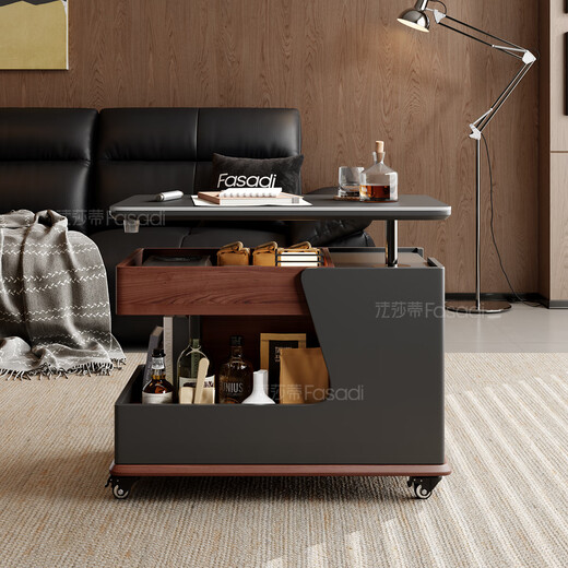 Fashati government subsidizes the living room side table movable sofa side table Italian minimalist side cabinet small trolley tea table storage rack BJ3023 [white + walnut color] movable cart side table