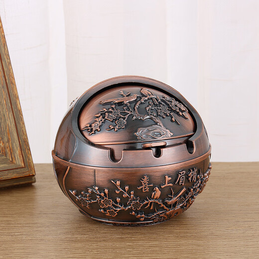 Jingxiu Jiangshan ashtray, high-end, elegant, artistic, new European style with lid, round, creative and personalized tea table, ready to go soon, bronze ready to go