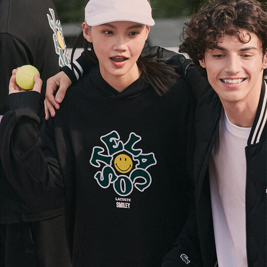 Lacoste French Crocodile Smiley Совместные мужчины и такая же модель женской модели 23 Осень Новое письмо Улыбающаяся толстовка SH9273 SH9273-98-031 Black S 3