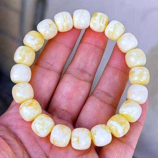 Slightly gifted natural Russian porcelain white flower wax Seiko old-shaped bracelets 10mm old-style beeswax bracelets cultural toys jewelry