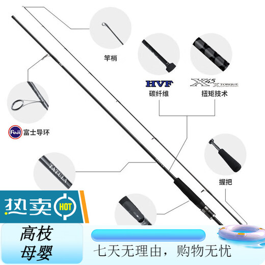 达亿瓦（DAIWA）24款TATULA XT 蜘蛛路亚竿高碳微物泛用远投鲈钓精细虫 直柄/682lfs 2.03m