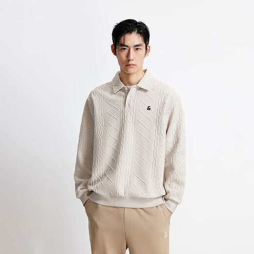 JACK&JONES 25 new autumn men's loose textured lapel top sports casual sweatshirt men's long-sleeved bottoming shirt A00 moonlight gray M 175