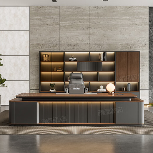 Smacki Light Luxury Boss Desk High-end Modern Simple Painted Desk President Desk Office Manager Desk and Chair Combination 2.0 Meter Double Cabinet Boss Desk Painted Desktop