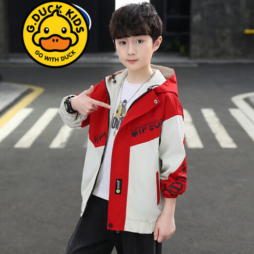 G.DUCKKIDS品牌童装男童秋装8新款外套中大童9春秋季10男孩帅气风衣13岁儿童 6627 加绒加厚冬装外套 黑色 120