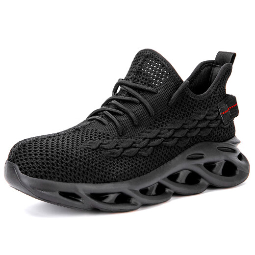 Jiefu Labour Protection Shoes der atmungsaktiven weichen alleinigen, leichten lässigen weiblichen Elektriker Kögel Kopf Anti-Smash-Sicherheitsarbeit 844 Schwarz fliegendes Weben anti-Smashing-Anti-Punktions atmungsaktiv 36 36