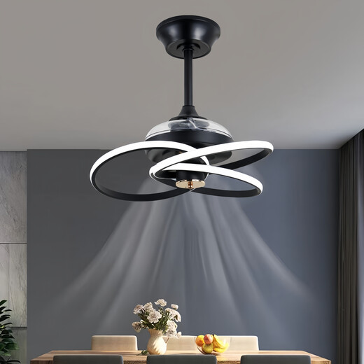 Op Lighting 2025 Nueva lámpara de ventilador de techo invisible Viento fuerte Hogar Restaurante Comedor Dormitorio Ventilador eléctrico Araña integrada Modelo invisible silencioso 9227 / Negro 60 CM Convertidor de frecuencia Control remoto + Directo