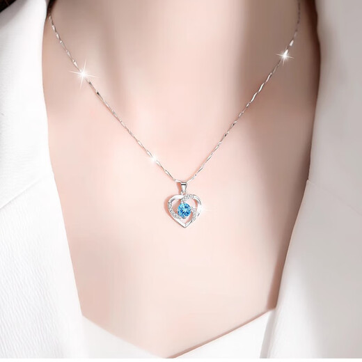 Ji Shizhe's Eternal Heart PT950 Platinum White Gold Necklace Women's Moissanite Diamond Birthday and Valentine's Day Gift for Girlfriend Merchant Warehouse/Free Engraving Light Luxury Style - Set with Eight Hearts and Eight Arrows Zirconium Diamonds