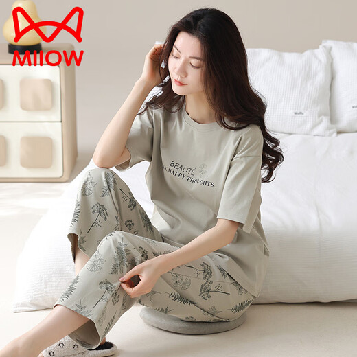 Catman (Miiow) reines Baumwollpyjamas für Frauen im Sommer 2025 Neue Kurzärmelhosen Sommer-Frauenanzug Home Kleidung