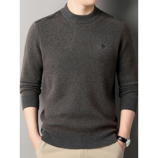 
NOSSKISS Half-high neck thickened yak cardigan men's autumn and winter jacquard comparison cardigan men's warm knitted bottom shirt Acacia grey 2XL 185 [suitable for 165-180Jin [Jin equals 0.5 kg]]