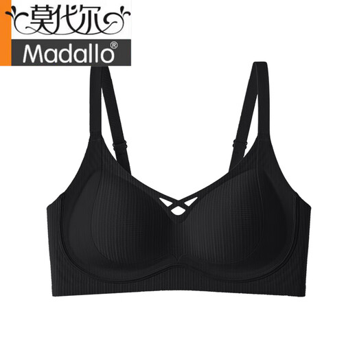 莫代尔反重力无痕内衣女薄款上托聚拢女士收副乳防下垂夏季薄款美背文胸 黑色 单件 S 【合适70/32ABC】
