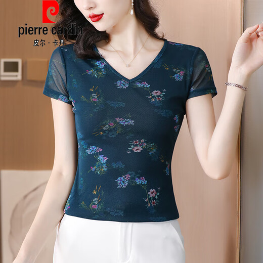 T-shirt à col de couleurs en maille Pierre Cardin Pierre pour les femmes en été New Slim à moitié à manches intérieure de la chemise à la mode petite chemise à manches courtes à manches courtes à manches 6189 Couleur d'image m