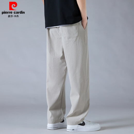 皮尔卡丹（pierre cardin）男士冰丝裤子2025夏季薄款透气速干直筒裤卡其宽松垂感弯刀休闲裤 卡其6636 XL