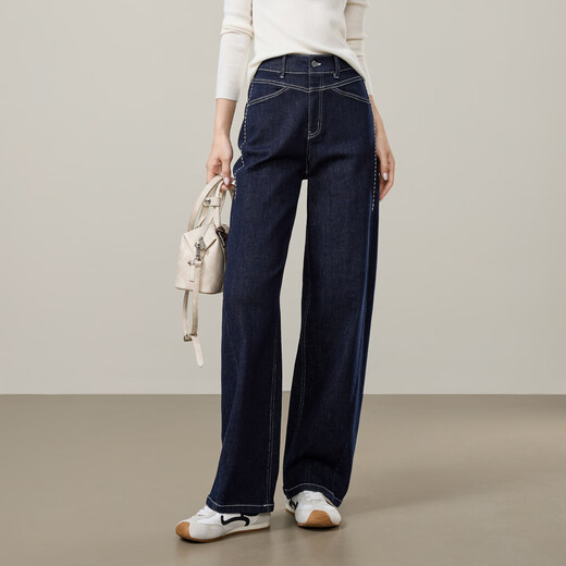 Yiyang non-fading straight jeans for women 2025 new autumn slimming pants dark blue 27