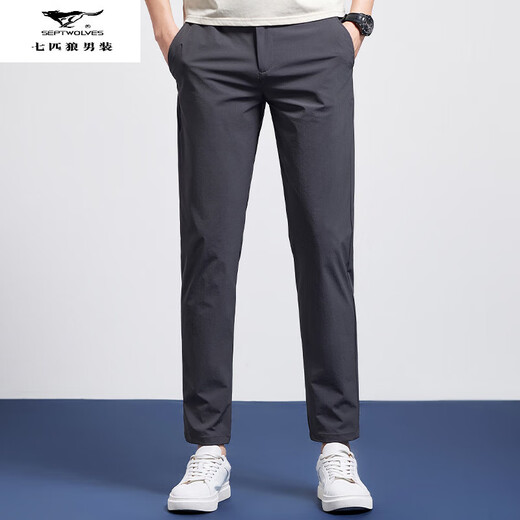 Seven Wolf 2025 Jóvenes pantalones recortados al aire libre Summer Nuevo negocio versátiles pantalones transpirables rectas color sólido mshn-6623 negro m