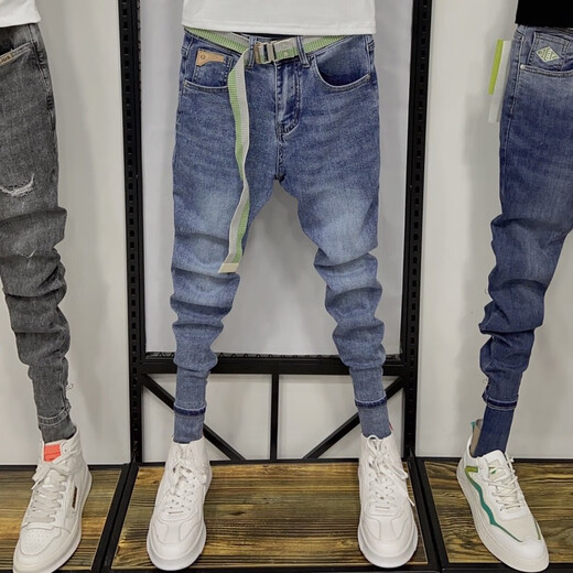 GTYUWVG Jeans de style coréen masculin Slim Elastic Slim Casual Trendy Ripped Spirit Spirit Young Man Handsome Pantal