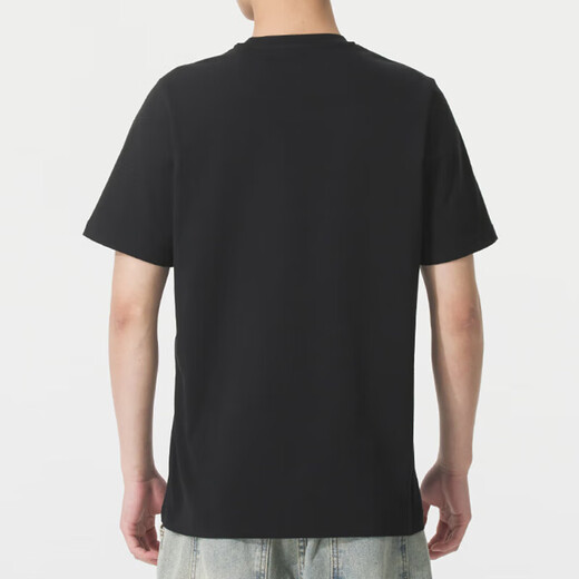 Adidas short-sleeved T-shirt men's 2025 summer new sportswear knitted breathable cotton comfortable round neck half-sleeved top JJ1421 black cotton S