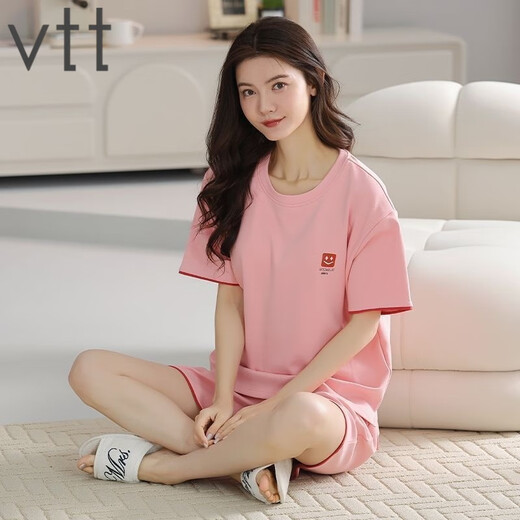 VTT Pyon Pyjamas en coton pour femmes en été shorts en coton pur shorts d'été Nouveaux jeunes dames costumes de vêtements V V costume à manches courtes: yzt9859 m