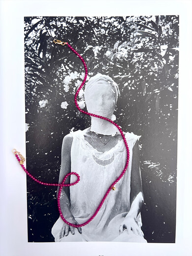 CAOXPAUSAANN spring and summer beads rose ruby faceted hand-beaded small gold beads niche design necklace rose red