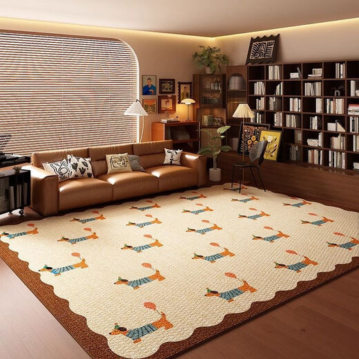 Muni Carpet Living Room Dirty Resistant and Easy to Care Cartoon Insulation Cool Warmth Wear-Resistant Living Room Carpet Non-Slip Carpet Crawling Mat Paipai Dachshund 140*200cm