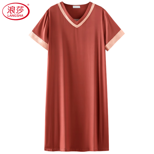 浪莎（LangSha）桑蚕丝睡裙女款睡衣夏季新款高级感短袖性感连衣裙七夕情人节礼物 白橡色 9923 L 165L
