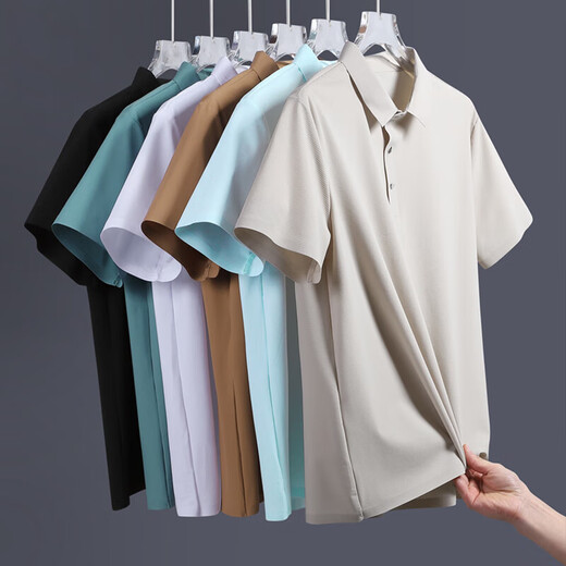NASA Basis Licht Geschäft Traaceless Real Ice Seide Polo Shirt Kühle COOL CASISSLAGELN Dünnes Sweatshirt 12357# Graues Grün xl