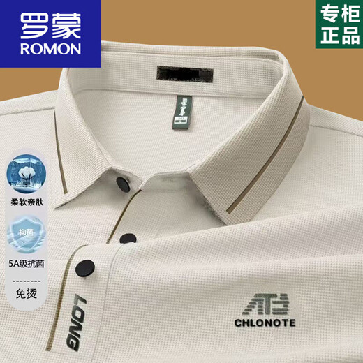罗蒙（ROMON）男士长袖t恤2025春秋薄款中年爸爸翻领POLO打底衫秋装上衣 16823浅绿 M 165建议-120斤