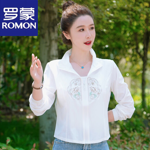 罗蒙（ROMON）中式国风短款防晒衣女外穿2025夏季新款轻薄款外套小个子刺绣上衣 粉红色 S 【建议70-90斤】