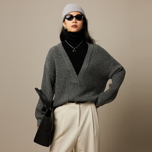 Séter de punto de alta gama Romon para mujeres 2025 Séter de lana de esclavos de belleza de otoño e invierno para mujeres para mujeres contrastante de color Top de dos piezas falso de dos piezas /155-90Jin [Jin equivale a 0.5 kg] -170-120Jin [Jin equivale a 0.5 kg]