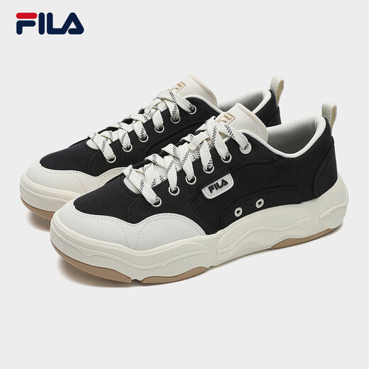 FILA official men's canvas shoes 2025 autumn new hamburger shoes breathable casual shoes sports shoes black/milk white-BG 42.5
