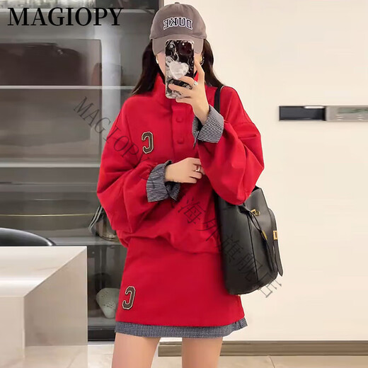 Magiopy International Luxury High-End-Marke Europäische Station Casual Sports Set Women's Frühling 2025 Neues Stil Mode Alter Reduziert Red Red S (100 Jin [Jin Equals 0,5 kg]))