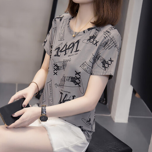 Pierre Cardin 2025 Sommer Neues reines Baumwoll-Kurzärärmel-T-Shirt für Frauen mit großer Größe Fett MM Bauchabdeckung 200 Jin [Jin gleich 0,5 kg] Slim und Casual Vielseitige Top 6626 Green Die beliebte leichte Luxusmarke M [ca. 80-95]