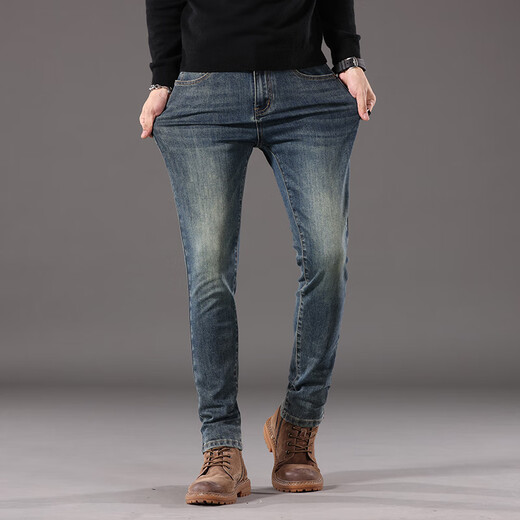 Lee Dprre Jeans Men's Deal Brand Retro Slim Summer Nuevo pantalones de hombres delgados heterosexuales Pantalones de verano HFL867 HFL867 NEGRO GRIS [Pantalones de corona] 28 [90-100Jin [Jin equivale a 0.5 kg]]