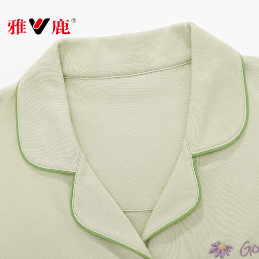 
Yalu summer pajamas for women pure cotton short-sleeved cropped pants for casual cardigans with large size home clothes two-piece set NX9898 2XL