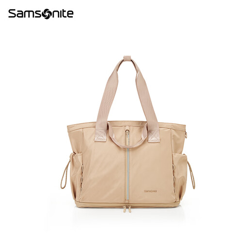 新秀丽（Samsonite）时尚出街女士托特包大开口单肩包织物轻盈手提包NT0浅棕色送女友