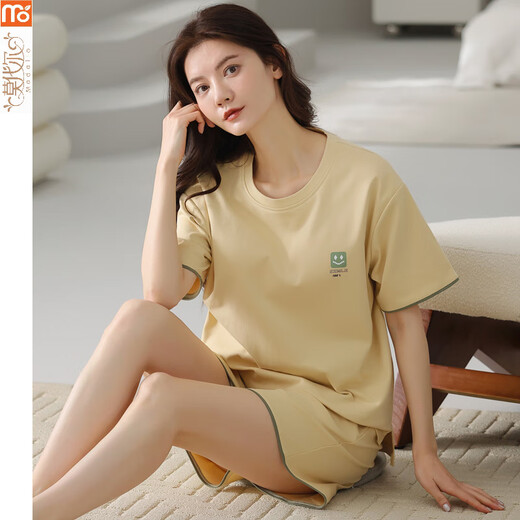 Pyjama modal pour les femmes en été 2025 Nouveau costume complet à manches courtes style coréen mince pour les vêtements de dessin animé en plein air y9855 m 75-95jin [Jin est égal à 0,5 kg]