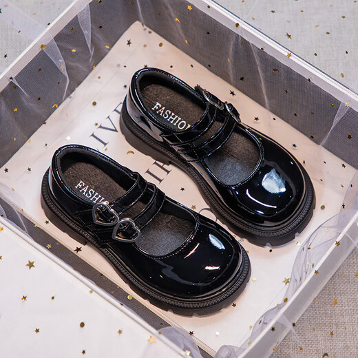 G.duck Girls Fashion Black Leather Shoes Performance Shoes Princess Glossy Student Soft Sole Comfortable Children's Shoes BS-Black Glossy 913 (Comfortable Soft Sole) 26 Inner Length 16.3cm