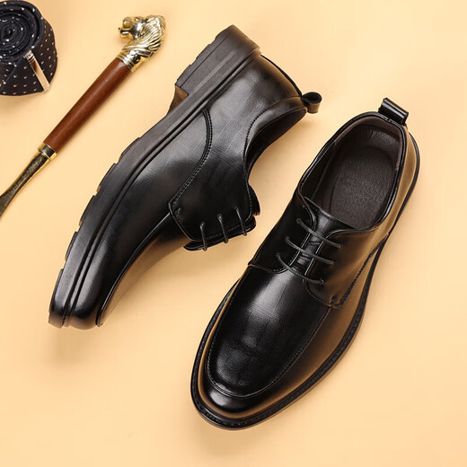 Sommergeschäft formale Lederschuhe für Männer Britisch-Stil Ultra-Faser-Leder lässige, atmungsaktive, weiche Sohle dicker Sohle Anzugschuhe Slipper Schwarz [Mikrofaserleder 9227] 39