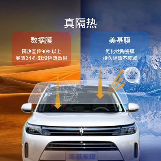 Meji (MZJJ) car film, car film, car film, solar film, insulation film, full car film, window glass privacy sun protection and explosion-proof film, V9 titanium nitride ceramic full car film (HD front + dark side rear)