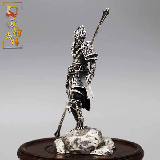 Chengyun Shangzun Dou War God Buddha sterling silver tea pet 999 pure silver black myth Wukong peripheral Monkey King tea pet tea play sterling silver 215 grams of pure silver with certificate