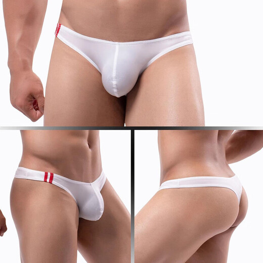 Half double thong men's low-waisted sexy hip-lifting underwear, breathable cotton comfortable U-convex free-to-take-off back empty T-pants gay 0 339 red M men's size M