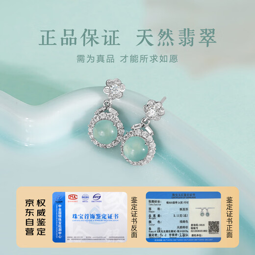 Jianlu natural jade a-grade silver earrings for women, temperament, high-end jade earrings, jewelry, mother's birthday gift for mom