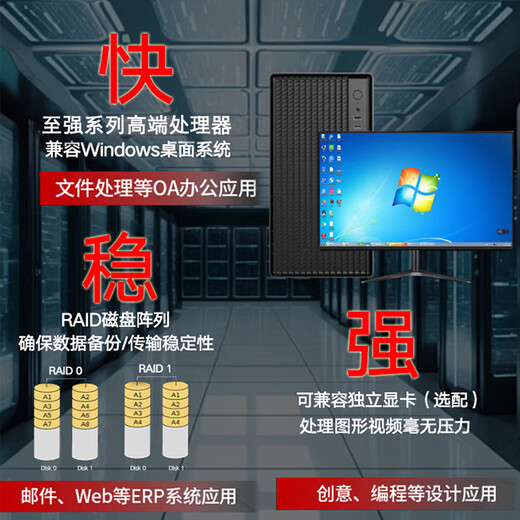 Daoai Server tower server host Xeon E-2324G file sharing UFIDA Kingdee Cloud ERP financial system data host video surveillance data raid storage Xeon E2356G six-core 3.2GHz dual network ports 16G+256G SSD+3T hard drive