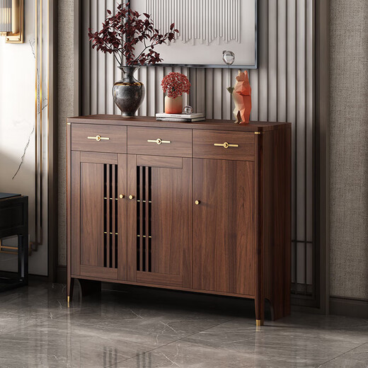 Yi [Marke] Neues chinesisches Holzschuhschrank mit großer Kapazität gleicher Art Partitionspeicherschrank Wohnzimmerschrank Schwarz Länge 1050 Breite 340 Höhe 1010 Granular Board Gummi Holz Selbstinstallation