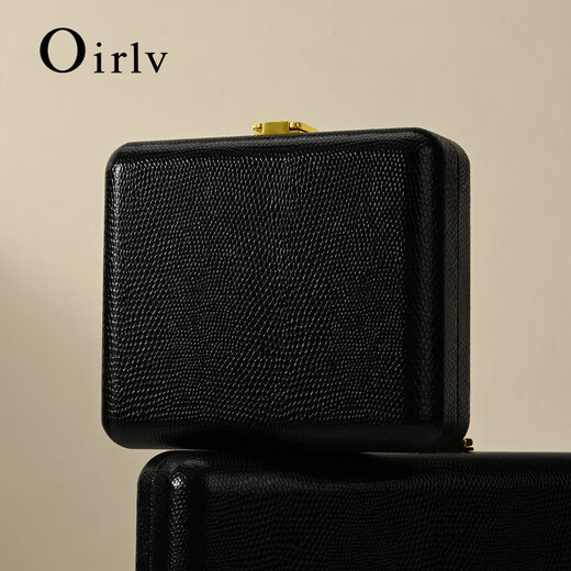 
Duobaoni light luxury jewelry box high-end leather jewelry display storage ring necklace earring box jewelry display gift box ring pendant/necklace box (black)-H15605