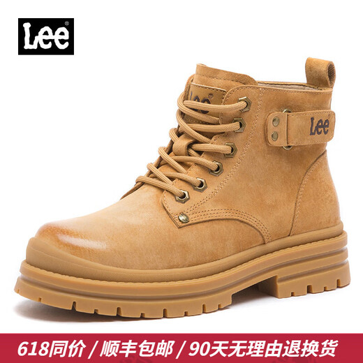 Lee男鞋靴子夏季新款情侣款马丁靴户外工装鞋机车风防滑休闲大黄靴男 黄色L241UE707【情侣款-男】 40 【偏大/请拍小一码】